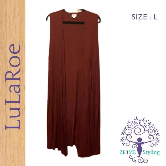 LuLaRoe Jackets & Blazers - Lularoe Joy Duster Sweater Vest Size L Burgundy